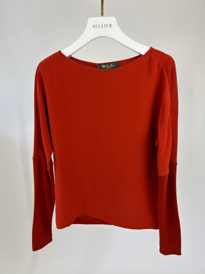 Loro Piana Red Long-Sleeve Silk and Cashmere Top Size S (UK 8)