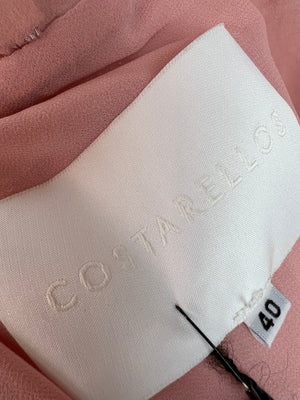 Costarellos Blush Pink Lace Bandeau Midi Gown Dress Size FR 40 (UK 10)