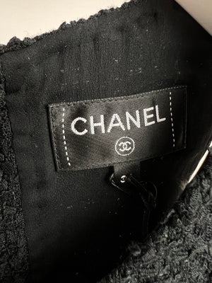 Chanel Black, White Block Check Tweed Mini Dress with Silver Metallic Thread Size FR 34 (UK 6)