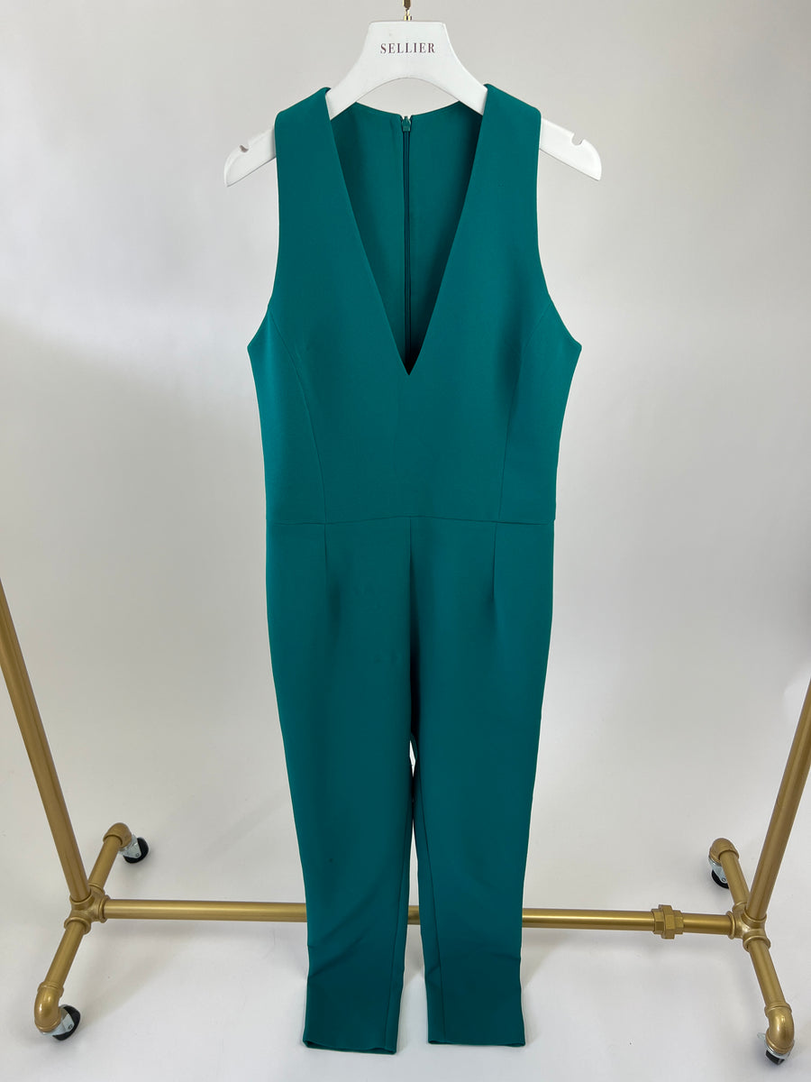 Safiyaa Emerald Green V-Neck Sleeveless Jumpsuit Size UK 12