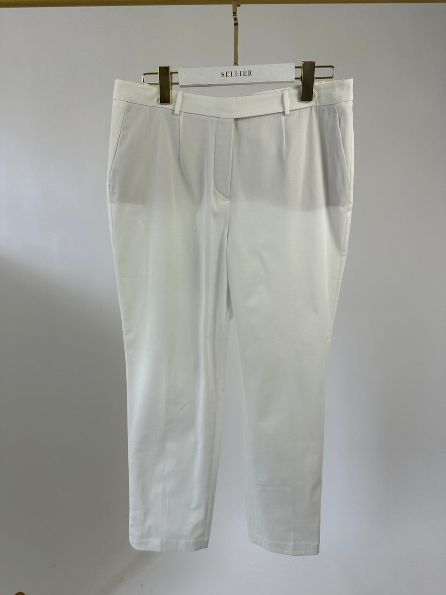 Loro Piana White Cotton Tailored Trousers Size IT 46 (UK 14)