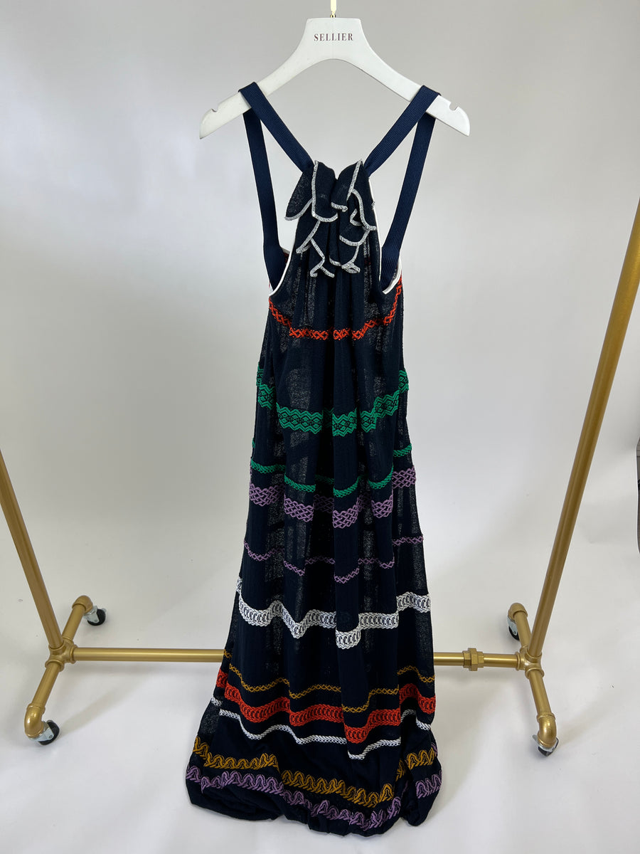Sonia Rykiel Navy Multi-Colour Striped Knit Maxi Dress Size M (UK 10)