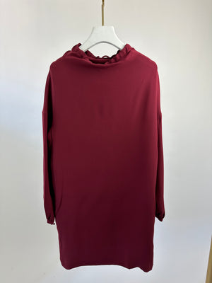 Loro Piana Burgundy Silk Drawstring Tunic Dress