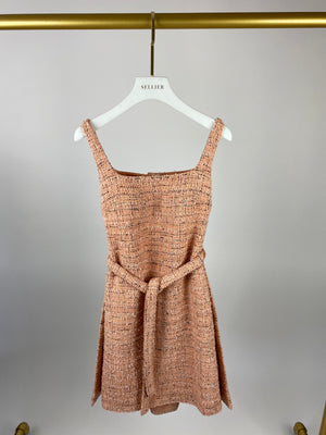*HOT* Chanel Peach Tweed Belted Mini Dress with CC Buttons FR 34 (UK 4- 6)