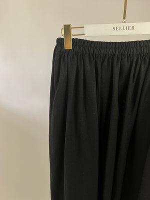 Matteau Black Linen Maxi Skirt with Elasticated Waist and Side Split Detail Size UK 12