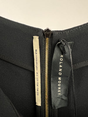 Roland Mouret Black Wool Jumpsuit with Ruffle Draped Detail Size UK 12