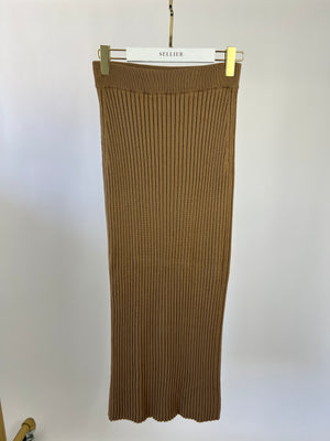 Max Mara Leisure Camel High-Rise Long Knitted Skirt Size S (UK 8)
