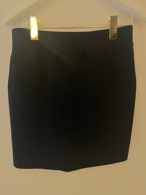 Louis Vuitton Navy Wool and Silk Mini Zipped Skirt with Leather Detail Size XS (UK 6)