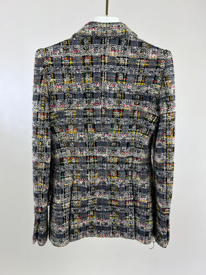 Alexander McQueen Navy Multi-Colour Tweed Tailored Jacket Size IT 38 (UK 6)