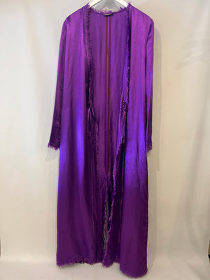 Attico Purple Satin Maxi Raquel Dress with Fringe Details Size II (UK 8/10) RRP £960