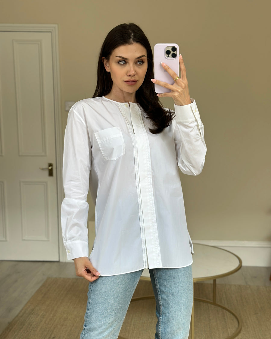 Loro Piana White Collarless Tailored Shirt Size IT 40 (UK 8)