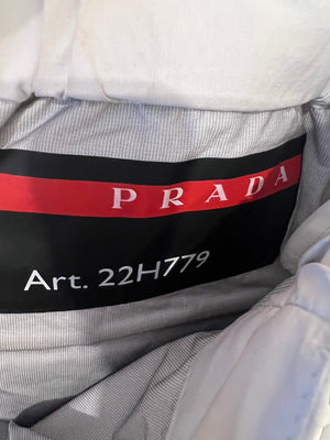 Prada Light Grey Active Nylon Pants with Logo Details Size S (UK 8)