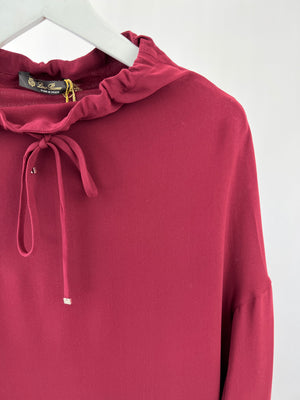 Loro Piana Burgundy Silk Drawstring Tunic Dress Size M (UK 10)