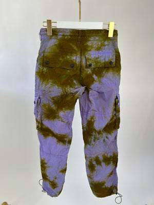 Palm Angels Purple & Green Tie-Dye Cargo Trousers with Elastic Hems IT 40 (UK 8)