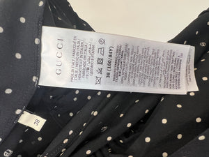 Gucci Black Silk Polka Dot Dress with GG Logo Size IT 38 (UK 6) RRP £2,000