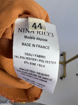Nina Ricci Orange Sequin Midi Skirt Size FR 44 (UK 16)