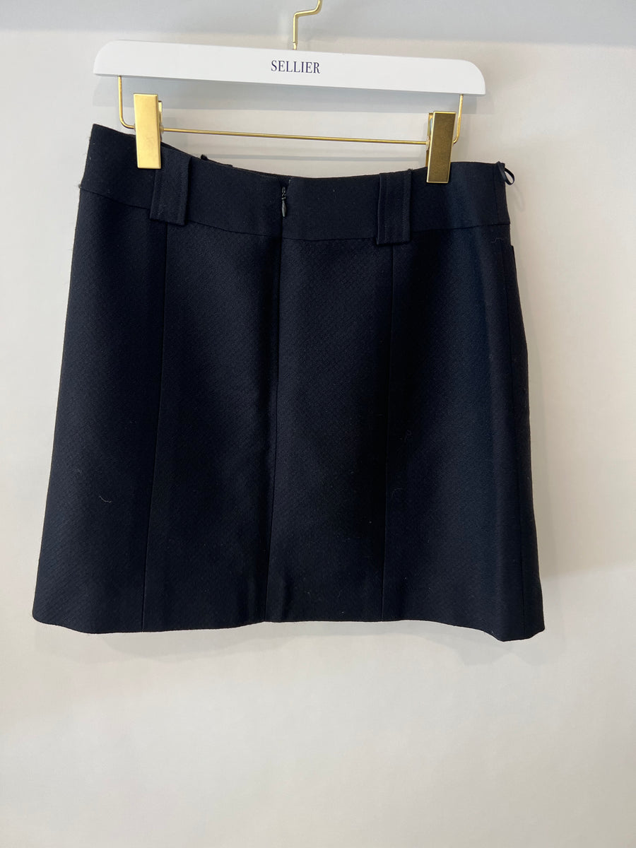 Chanel Black Wool Plain Mini Skirt with Pocket Detail Size FR 42 (UK 14)