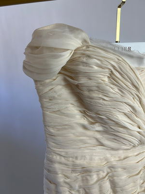 Chloé Cream Ruched One Shoulder Midi Dress Size FR 36 (UK 8)