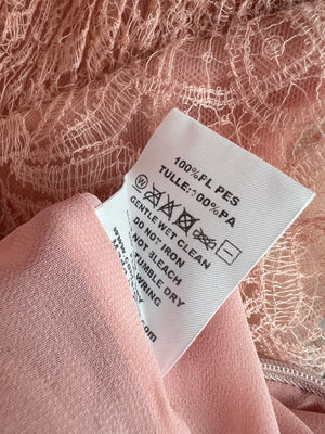 Costarellos Blush Pink Lace Bandeau Midi Gown Dress Size FR 40 (UK 10)