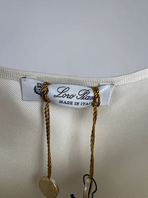 Loro Piana White and Yellow Sleeveless Floral Silk Top Size IT 42 (UK 10)