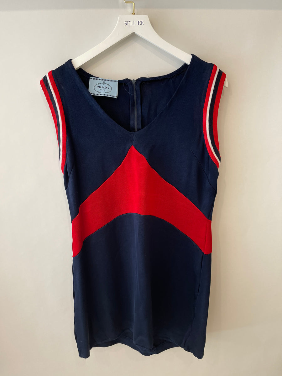 Prada Navy and Red Mini Dress Size IT 40-42 (UK 8-10)