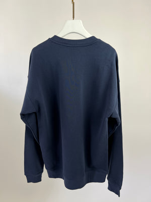 Moschino Navy Logo Printed Long-Sleeve Sweater Size IT 46 (UK 36)
