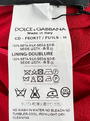 Dolce & Gabbana Red Silk Ruched Dress with Frill Hem Detail IT 42 (UK 10)