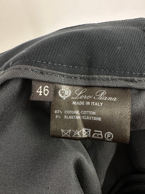 Loro Piana Navy Cotton Wide Leg Trousers Size IT 46 (UK 14)