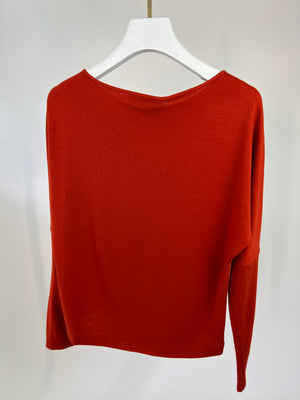 Loro Piana Red Long-Sleeve Silk and Cashmere Top Size S (UK 8)
