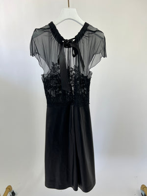 Valentino Black Leather Dress with Lace Details Size IT46 (UK 14)