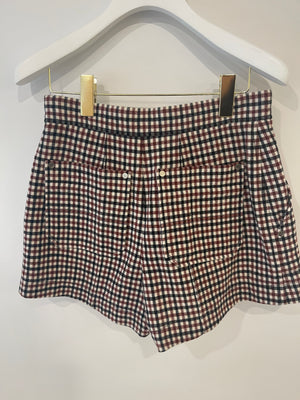Chloé Black and Red Vichy Wool Shorts Size FR 36 (UK 8)