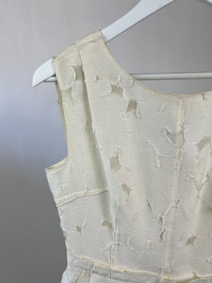 Dolce & Gabbana Cream Embroidered Tailored Midi Dress Size IT 44 ( UK 12)
