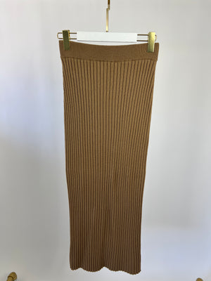 Max Mara Leisure Camel High-Rise Long Knitted Skirt Size S (UK 8)