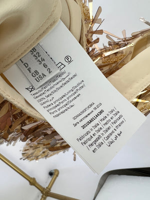 Alberta Ferretti Gold Silk Blouse and Embellished Mini Skirt Set Size IT 38 ( UK 6)