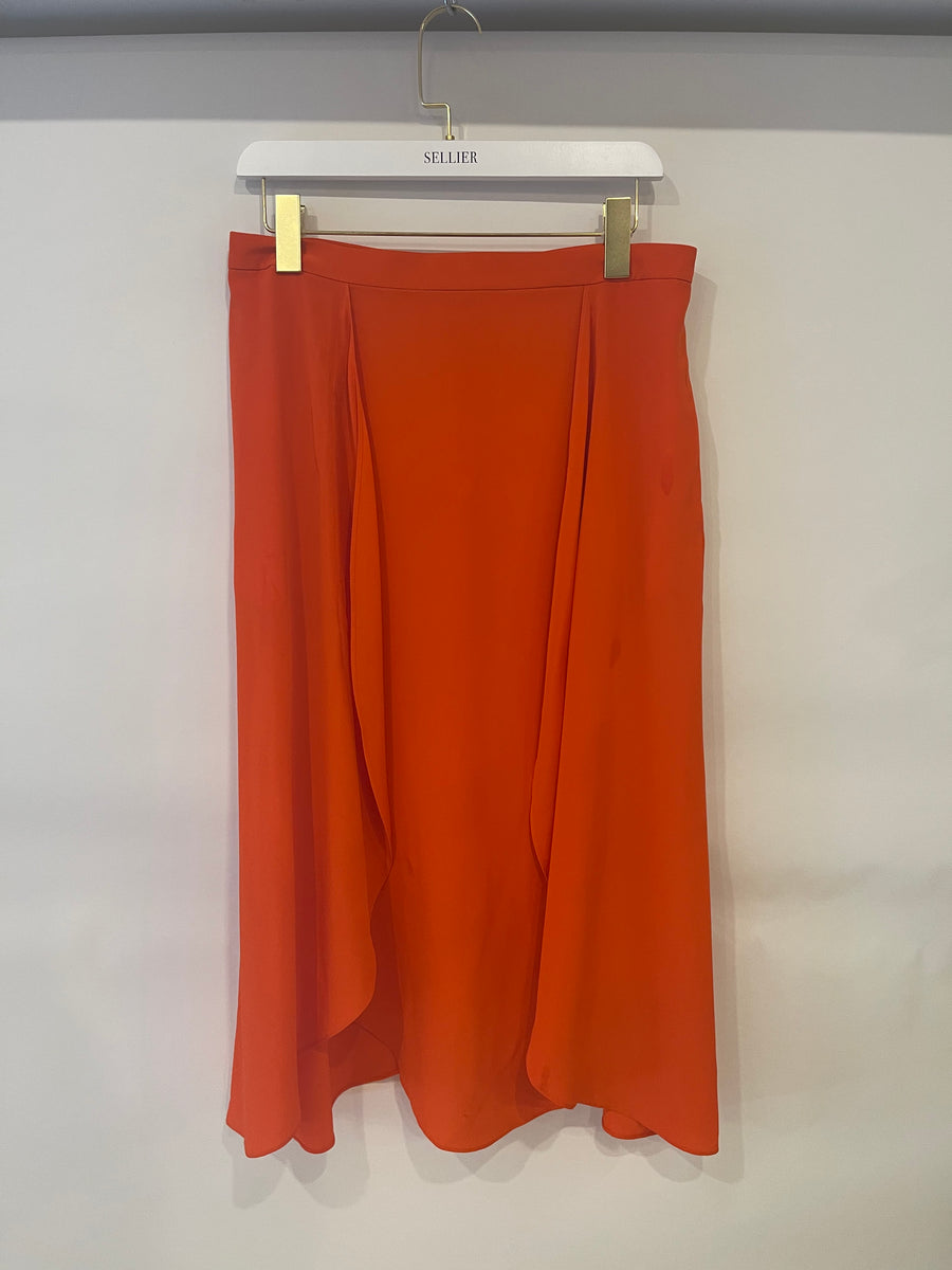 Stella Mccartney Orange Silk Midi Skirt Size IT 42 (UK 8)