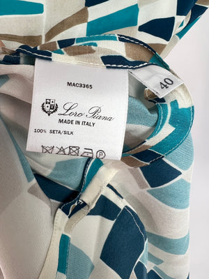 Loro Piana White and Blue Short Sleeve Dress Size IT 40 (UK 8)