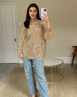*CURRENT SEASON* Valentino Tulle Sequin Embroidered Long-Sleeve Blouse Size IT 44 (UK 12) RRP £4200