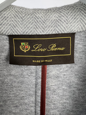 Loro Piana Light Grey Blazer with Suede Elbow Patches IT 46 (UK 14)