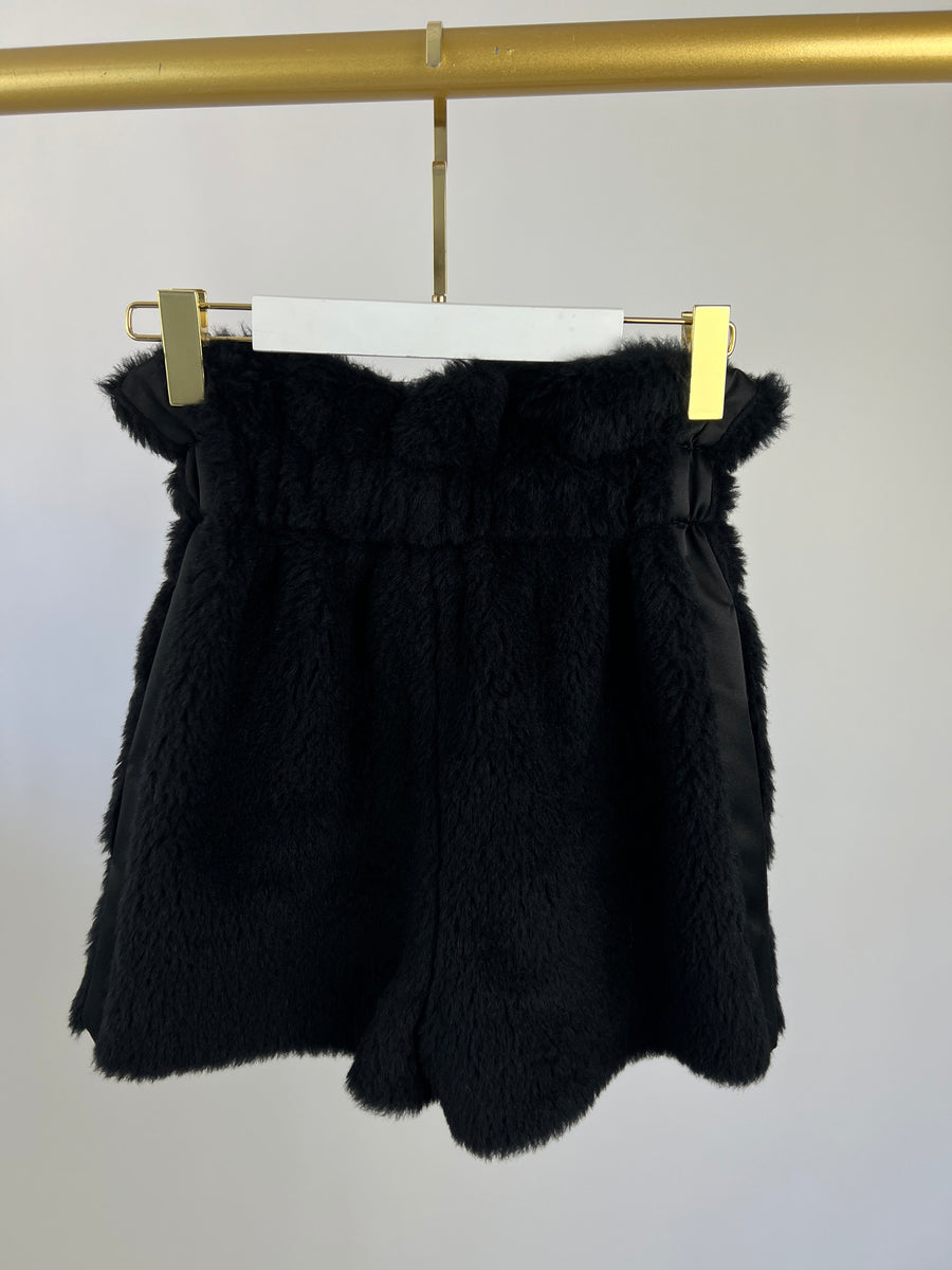 Max Mara Black Merlot High-Rise Teddy Shorts (UK 2)