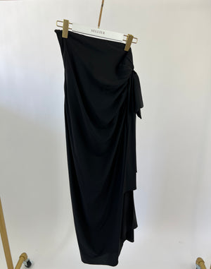 Saint Laurent Black Silk Skirt with Bow & Split Side Detail Size FR40 (UK 12)