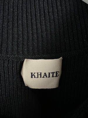 Khaite Black Ribbed Midi Dress with Sweetheart Neckline High Neck Size XL (UK 14)