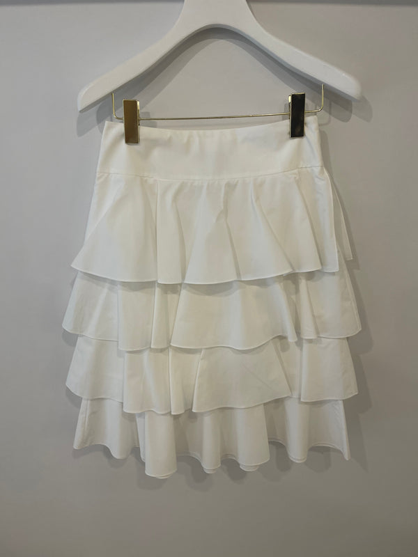 Fendi White Ruffle Midi Skirt Size IT 38 (UK 6)