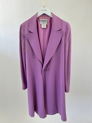 Chanel Vintage 97P Lilac Longline Blazer with CC Button Detail Size FR 38 (UK 10)