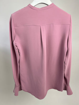 Loro Piana Purple Collarless Silk Shirt Size IT 38 (UK 6)