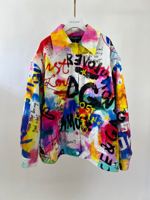 Dolce & Gabbana Multicoloured Graffiti Print Button Down Detachable Sleeve Jacket IT 44 (UK 12)