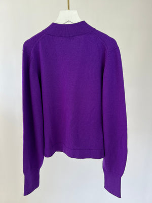 Chanel Purple Cashmere Cardigan with Silver Sequin Buttons FR 42 (UK 14)