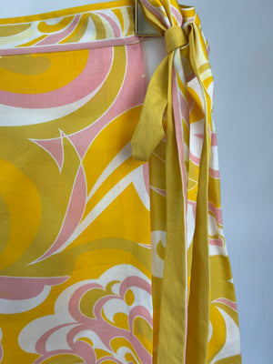Emilio Pucci Yellow and Pink Floral Print Wrap Skirt IT 40 (UK 8)