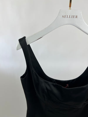 Mi Me Black Midi Dress with Slit and Lace Detail Size UK 10