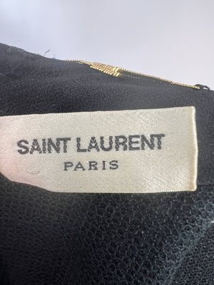 Saint Laurent Silver Sequin Long Sleeve High Neck Shirt Size FR 38 (UK 10)