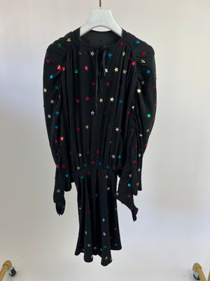 The Attico Black Mini Dress with Multi-Colour Star Embellishment Size IT 40 (UK 8)